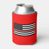 Thin Red Line Flag: Feuerwehrheldengedächtnis Dosenkühler (Kanne Vorderseite)