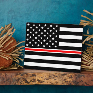 Thin Red Line Flag: Feuerwehrheldengedächtnis Fotoplatte