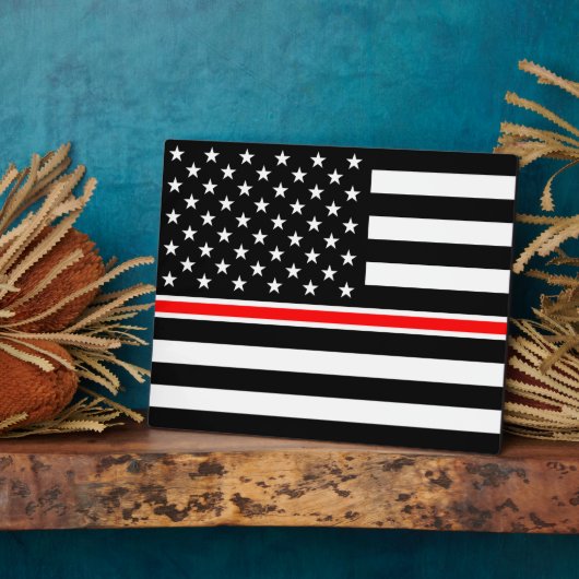 Thin Red Line Flag: Feuerwehrheldengedächtnis Fotoplatte (Seite)