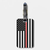 Thin Red Line Flag: Feuerwehrheldengedächtnis Gepäckanhänger (Rückseite vertikal)
