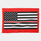 Thin Red Line Flag: Feuerwehrheldengedächtnis Geschirrtuch (Horizontal)