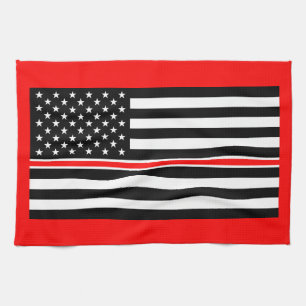 Thin Red Line Flag: Feuerwehrheldengedächtnis Geschirrtuch