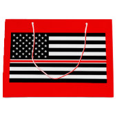 Thin Red Line Flag: Feuerwehrheldengedächtnis Große Geschenktüte (Vorderseite)