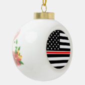 Thin Red Line Flag: Feuerwehrheldengedächtnis Keramik Kugel-Ornament (Links)