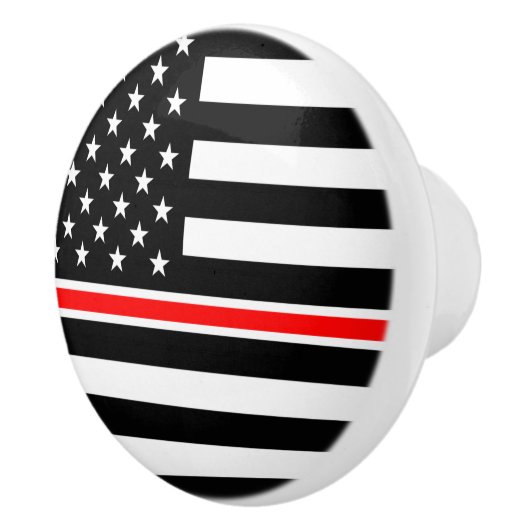 Thin Red Line Flag: Feuerwehrheldengedächtnis Keramikknauf (Rechts)