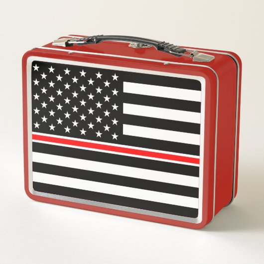 Thin Red Line Flag: Feuerwehrheldengedächtnis Metall Brotdose (Rückseite)