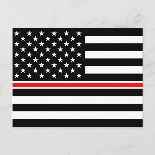 Thin Red Line Flag: Feuerwehrheldengedächtnis Postkarte (Vorderseite)