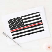 Thin Red Line Flag: Feuerwehrheldengedächtnis Rechteckiger Aufkleber (Umschlag)