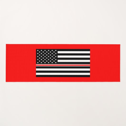 Thin Red Line Flag: Feuerwehrheldengedächtnis Yogamatte (Vorderseite (Horizontal))