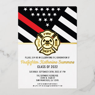 Thin Red Line Flag Feuerwehrmann Feuerwehr Feuerwe Folieneinladung