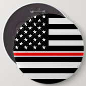 Thin Red Line Flag: Feuerwehrmann Heldengedenkfeie Button (Vorne & Hinten)