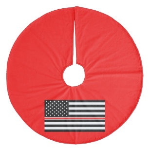 Thin Red Line Flag: Feuerwehrmann Heldengedenkfeie Fleece Weihnachtsbaumdecke
