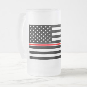 Thin Red Line Flag: Feuerwehrmann Heldengedenkfeie Mattglas Bierglas