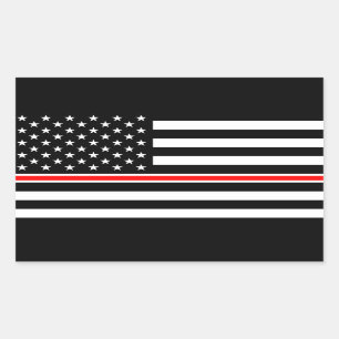 Thin Red Line Flag: Feuerwehrmann Heldengedenkfeie Rechteckiger Aufkleber