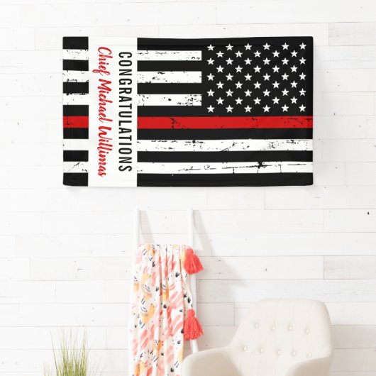 Thin Red Line Flag Fireman Feuerwehrruhestand Banner (Insitu)