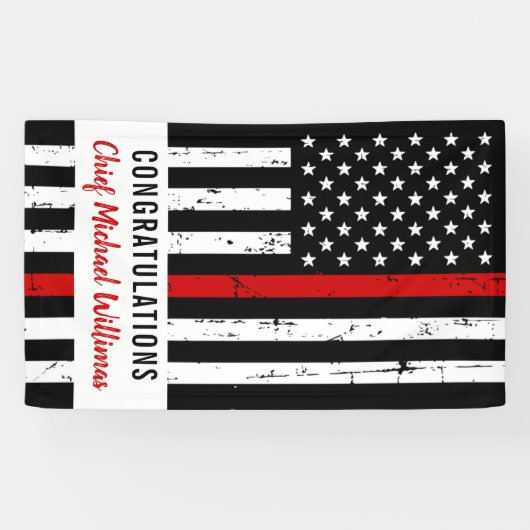 Thin Red Line Flag Fireman Feuerwehrruhestand Banner (Horizontal)