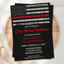 Thin Red Line Flag Fireman Feuerwehrruhestand Einladung