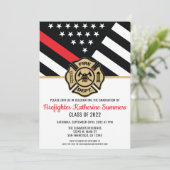 Thin Red Line Flag Fireman Firefighter Abschluss Einladung (Stehend Vorderseite)