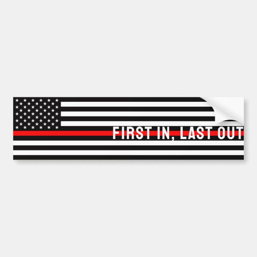Thin Red Line Flag - First In, Last Out (USA) Autoaufkleber (Vorne)