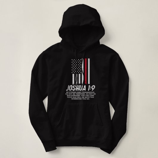 Thin Red Line Flag Joshua 1 9 Bibel Christliches F Hoodie (Design vorne)