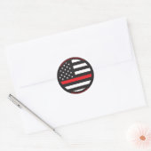Thin Red Line-Flag mit Department und Name Runder Aufkleber (Umschlag)