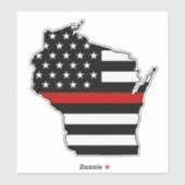 Thin Red Line Flag Wisconsin Aufkleber (Blatt)