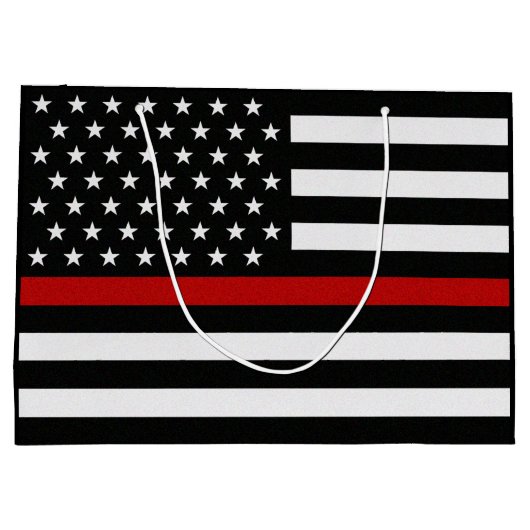 Thin Red Line-Flagge Große Geschenktüte (Rückseite)