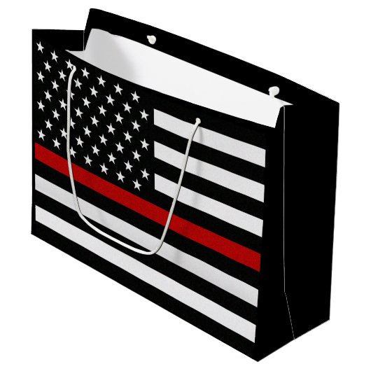 Thin Red Line-Flagge Große Geschenktüte (Vorderseite Schrägansicht)