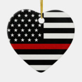 Thin Red Line-Flagge Keramik Ornament (Vorne)
