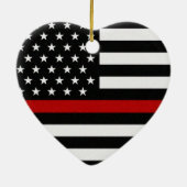 Thin Red Line-Flagge Keramik Ornament (Hinten)