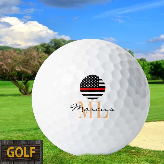 Thin Red Line & Golf USA Mit Monogramm Feuerwehrma Golfball