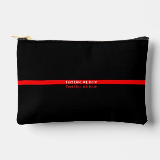 Thin Red Line Grafik mit Text auf einem Zubehörtasche (Vorderseite)