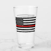 Thin Red Line Grungy American Flag Glas (Rückseite)