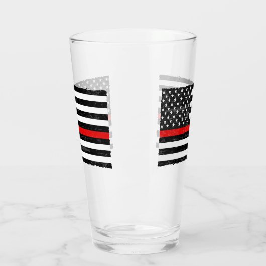 Thin Red Line Grungy American Flag Glas (Links)
