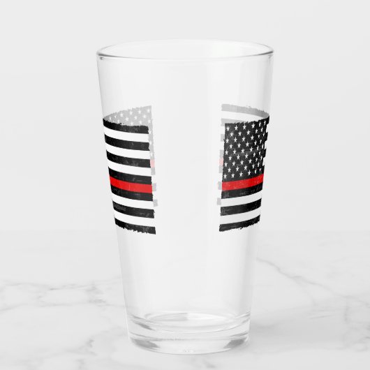 Thin Red Line Grungy American Flag Glas (Rechts)