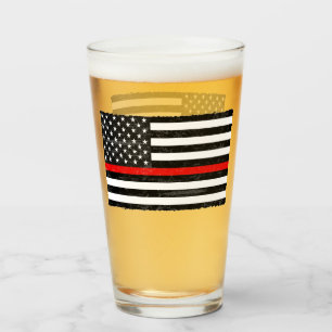 Thin Red Line Grungy American Flag Glas