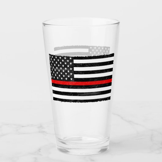 Thin Red Line Grungy American Flag Glas (Vorderseite)