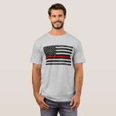 Thin Red Line Grungy American Flag T-Shirt (Vorne ganz)