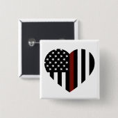 Thin Red Line Heart geformt American Flag Button (Vorne & Hinten)
