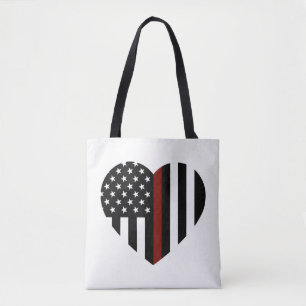 Thin Red Line Heart Shaped American Flag Tasche