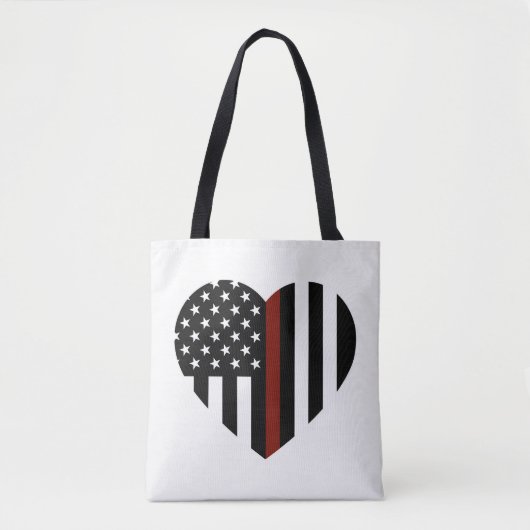 Thin Red Line Heart Shaped American Flag Tasche (Vorderseite)