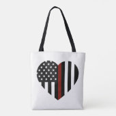 Thin Red Line Heart Shaped American Flag Tasche (Rückseite)