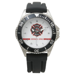 Thin Red Line Individuelle Name Stripe Firefighter Armbanduhr