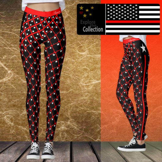 Thin Red Line Leggings, Fahnenmode, Amerika Leggings