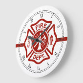 Thin Red Line Maltese Cross White Große Wanduhr (Winkel)