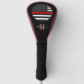 Thin Red Line Mit Monogramm & Golf USA Flagge Headcover (Vorderseite)