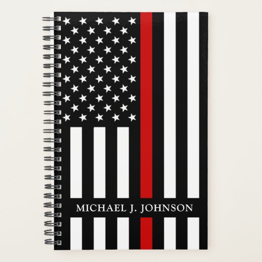 Thin Red Line Moderner Personalisierter Feuerwehrm Planer (Vorderseite)