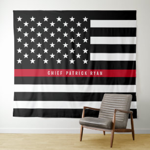 Thin Red Line Monogramm für die Flagge der USA Wandteppich