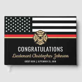 Thin Red Line Patriotic Firefighter Rentirement Gästebuch