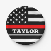 Thin Red Line plate, USA personalisiert Fireman fl Pappteller (Vorderseite)